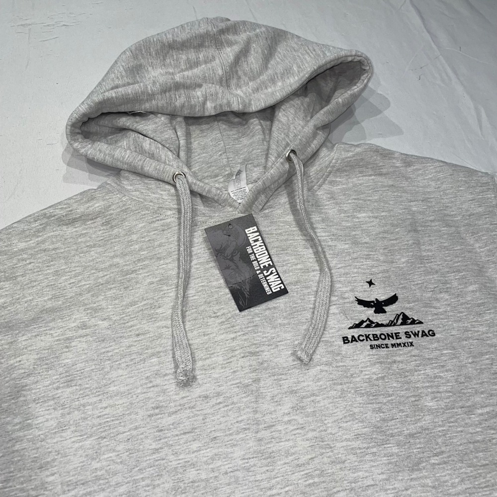 Backbone Swag Mens Gray Isaiah 54:17 No Weapon Formed Graphic Hoodie Large NEW